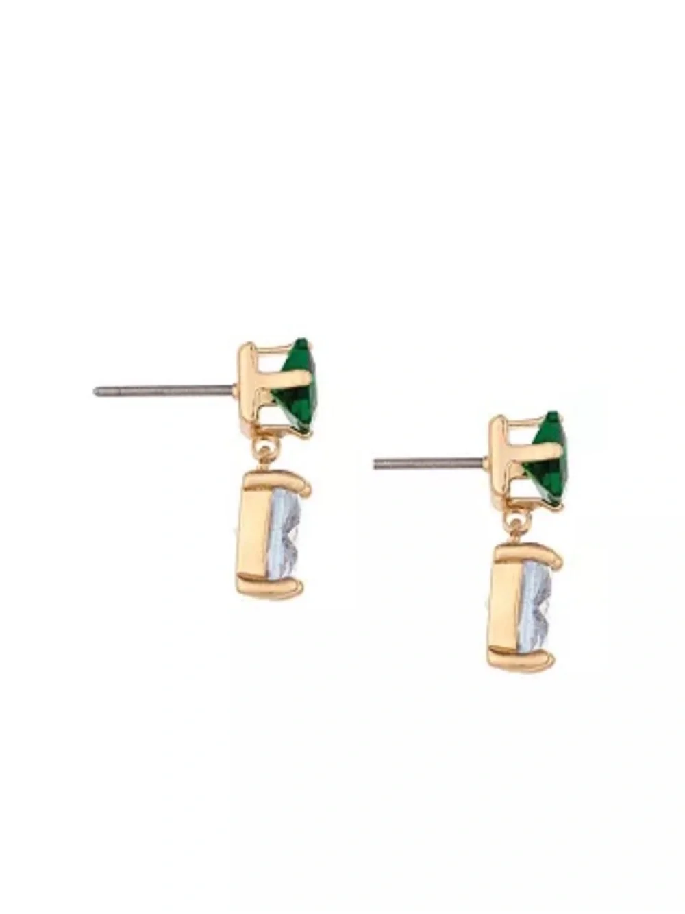 ettika Gold-Tone Emerald and Light Blue Square Drop Earrings